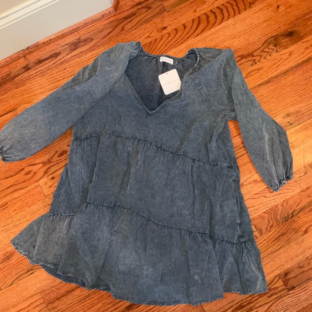 Mustard Seed Denim Blue Mini Dress